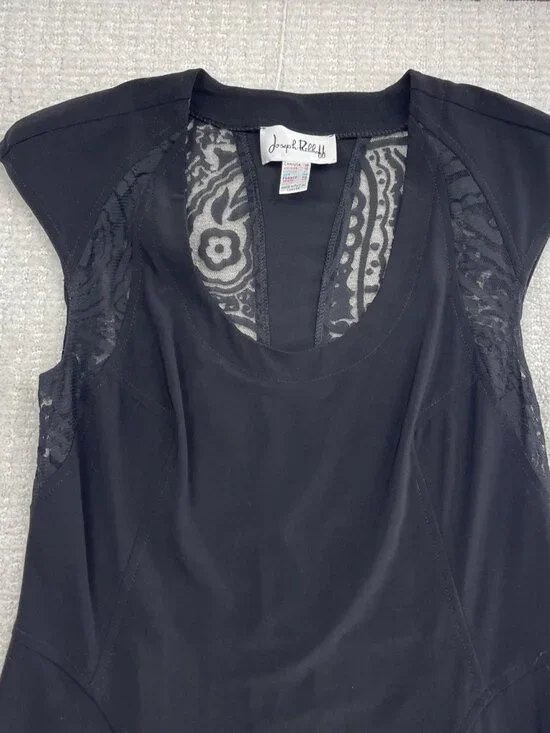 Joseph Ribkoff Midi Dress Black Sz 10 Asymmetrical Witchy Goth Avant-Garde - Picture 2 of 8